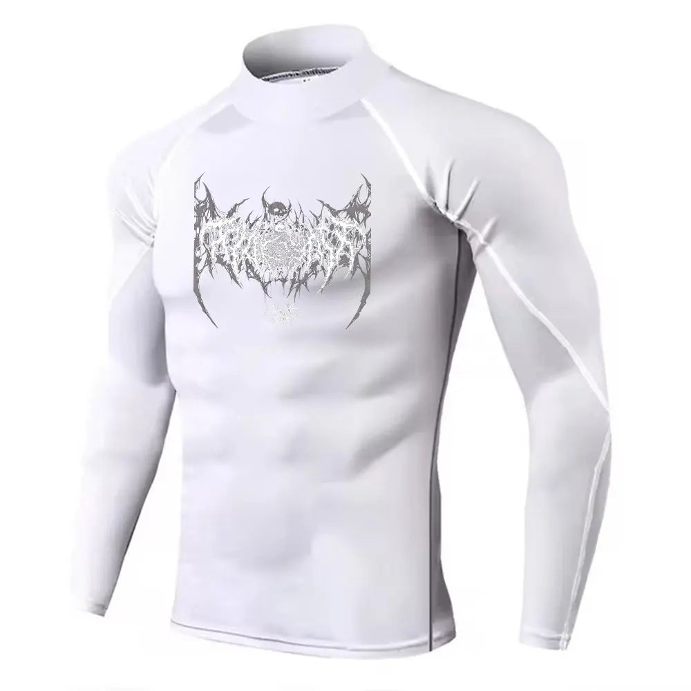 Y2K Men's Turtleneck Compression Shirt Quick Gym Fitness Dry Rash Guard Hight Neck Muscle Athletic Bodybuilding Shirts Summer