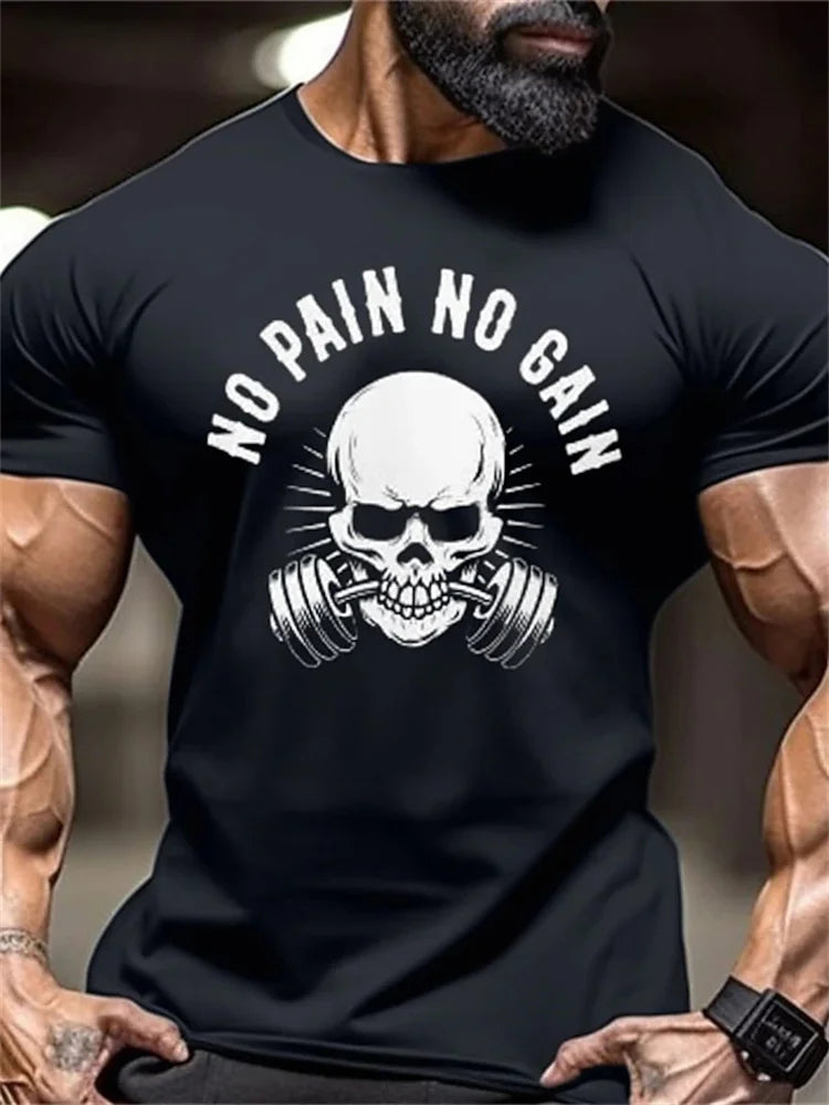 New Men's Fitness T-Shirt Fierce Gym Sports Short-Sleeved Top Quick-Dry Round Neck T-Shirt Fitness Competition Training Clothes