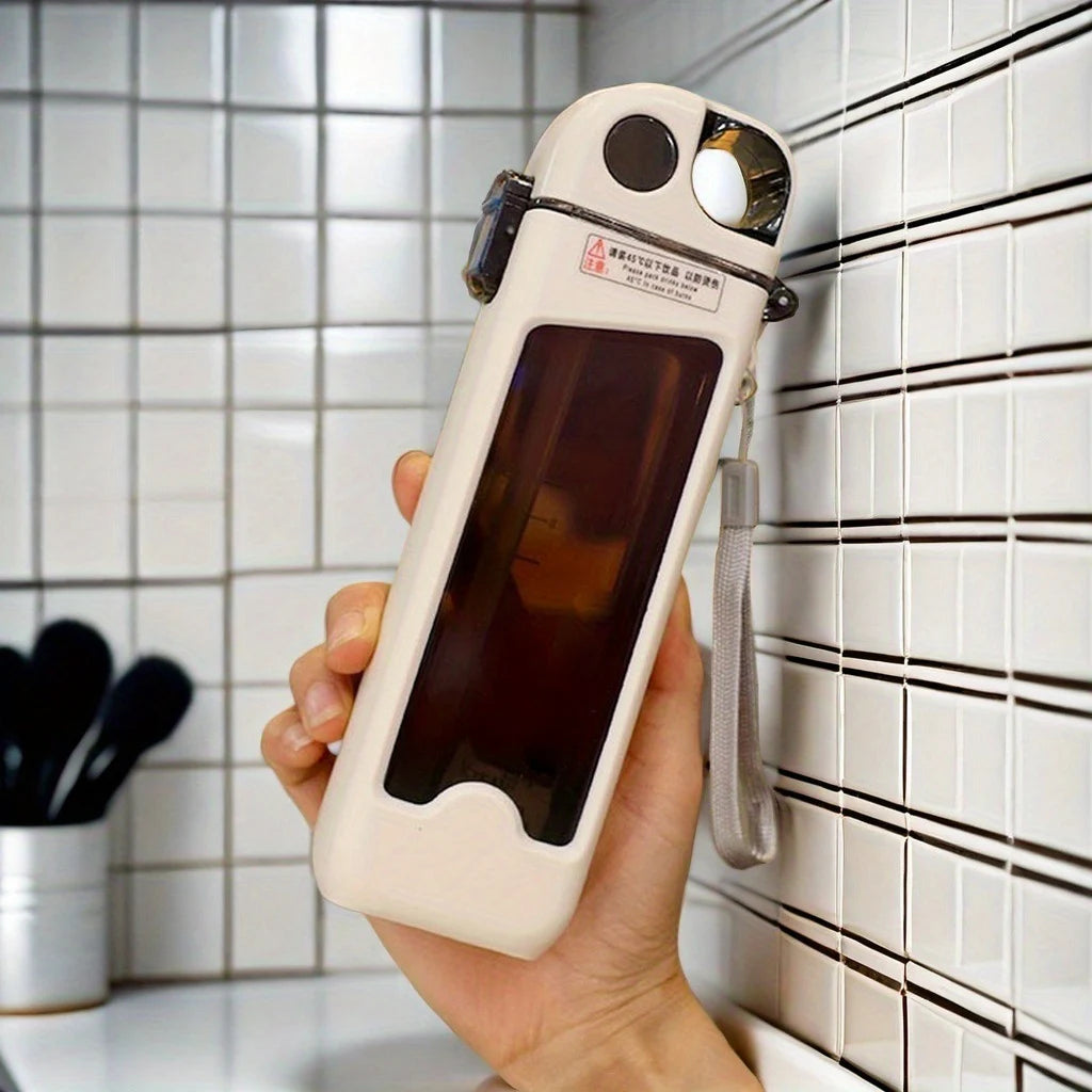 1pc 2025 new square black technology small water bottle, student specific flat water cup