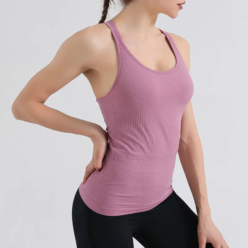 Yoga Vest Women Casual Dance Training Sports Underwear Bra With Chest Cushion Running Gym Corset Athletic Crop Top