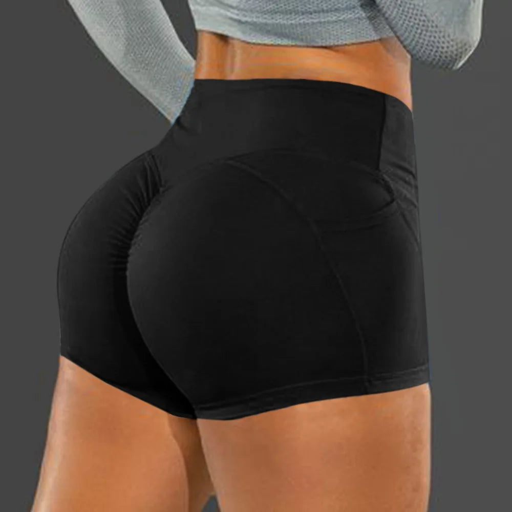 Women's Sportswear Shorts Gym With Pocket High Waist Scrunch Training Leggings Peach Hip Lift Yoga Shorts Fitness Wear