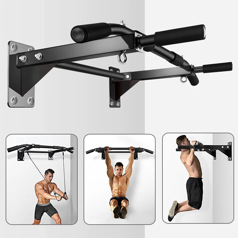 Wall-Mounted Pull-Up Bar-Drill Installation, Home Gym Equipment for Indoor Fitness, Chin-Up Bar for Strength Training （Black、）