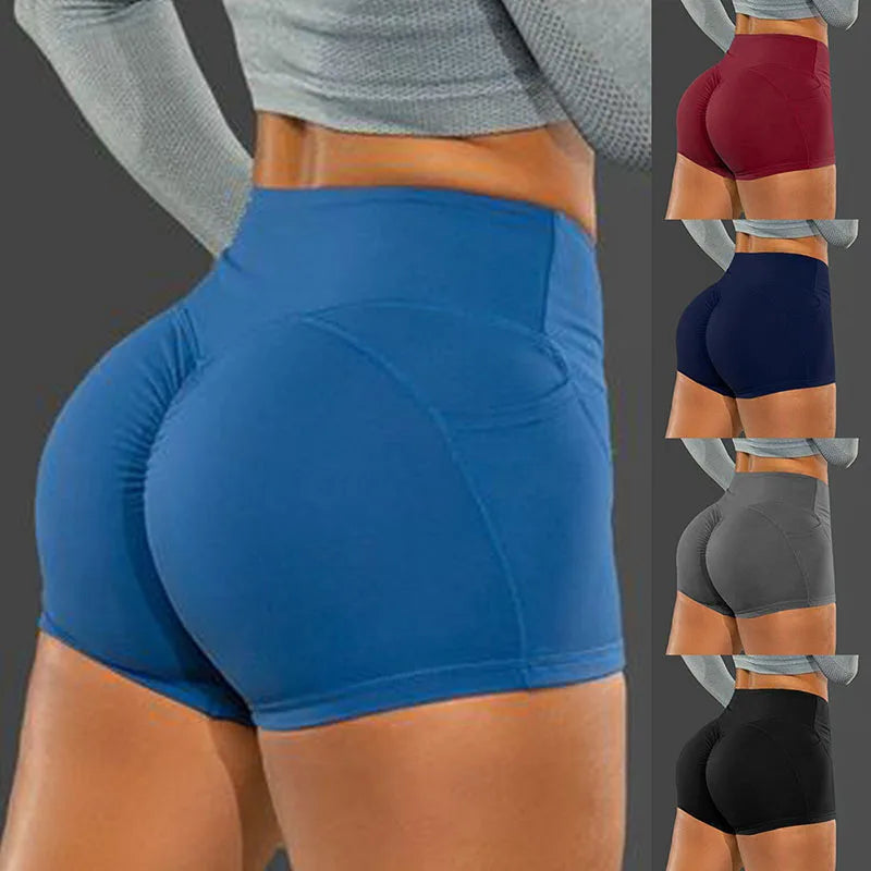 Women's Sportswear Shorts Gym With Pocket High Waist Scrunch Training Leggings Peach Hip Lift Yoga Shorts Fitness Wear