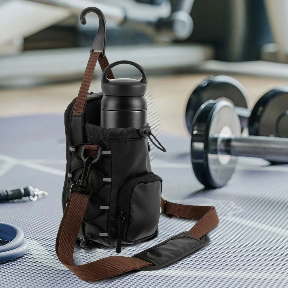 Magnetic Gym Sling Bag with Water Bottle Holder Gym Crossbody Bag Gym Bottle Carrier Bag for Travel Sports Work Fitness