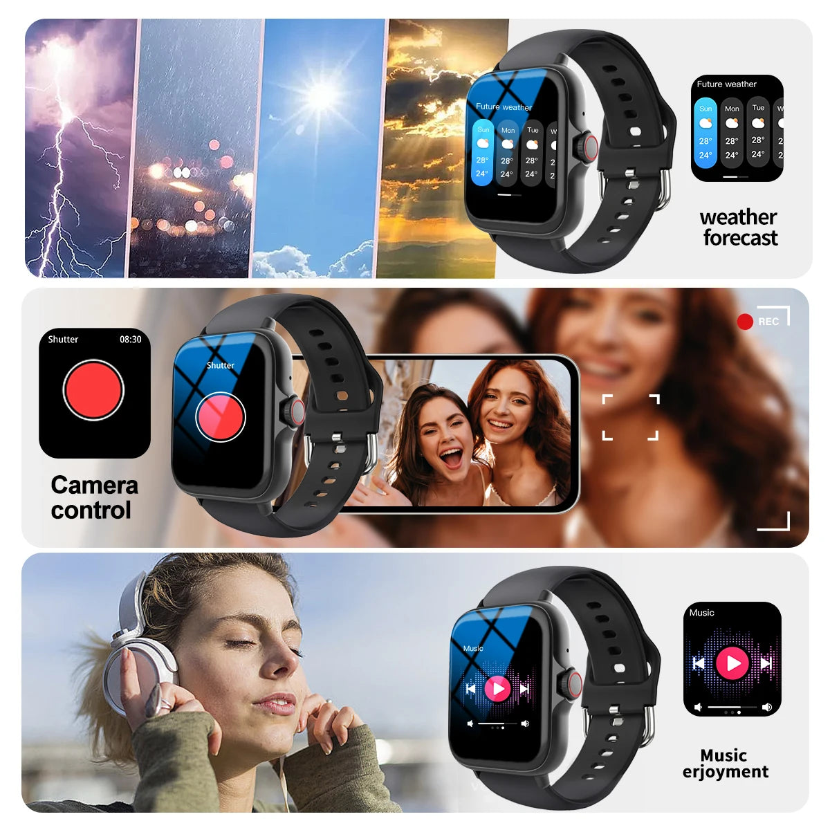 Smart watch, multi-sport mode, message reminder viewing, can answer and make calls, suitable for men and women, custom wallpaper