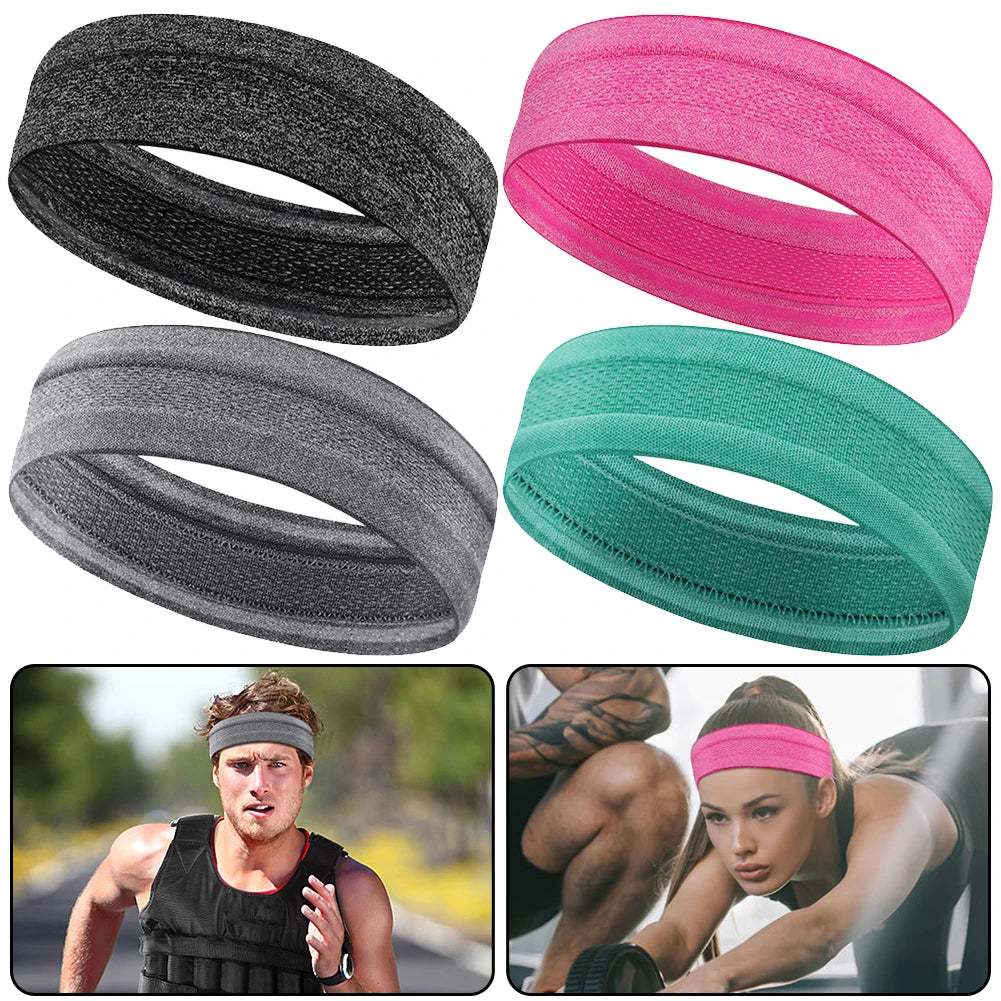Sports Headband Exercise Sweatband Moisture Wicking Workout Sweat Bands Anti Slip Breathable for Yoga Tennis Basketball