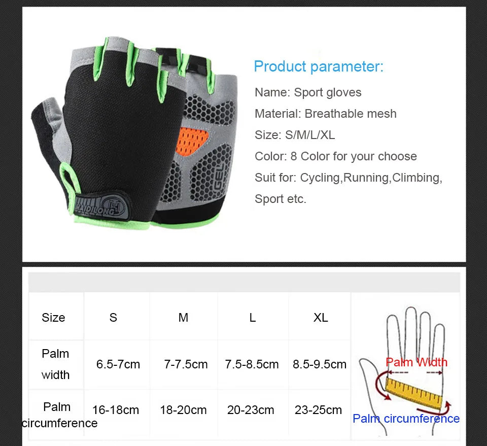GTUBIKE Half Finger Gloves Anti-slip Shock Absorben Outdoor Sports Climbing Cycling Fitness Tool Upgraded Gloves For Men Women
