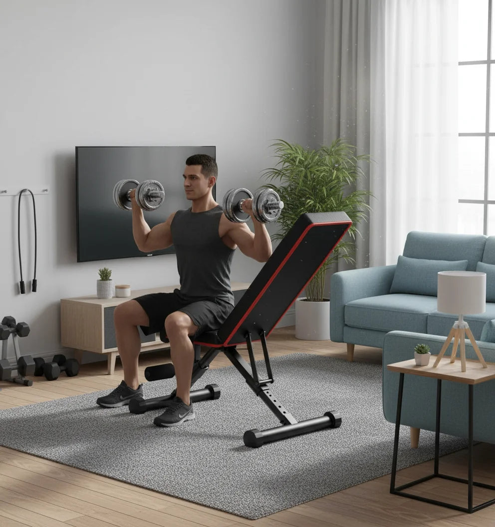 Adjustable Foldable Weight Bench, Durable Home Gym Fitness Equipment for Full Body Workouts, Compact and Versatile Design