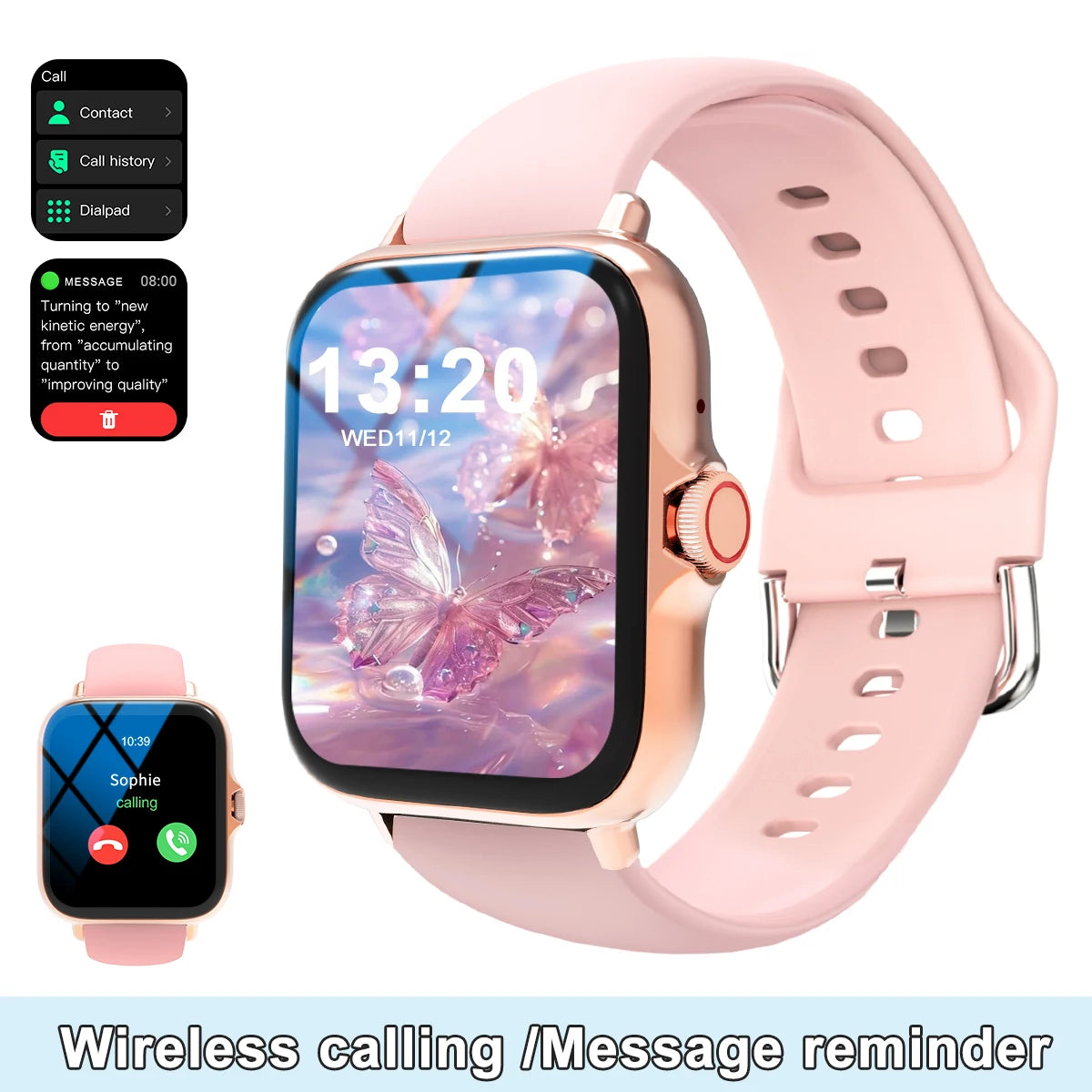 Smart watch, multi-sport mode, message reminder viewing, can answer and make calls, suitable for men and women, custom wallpaper