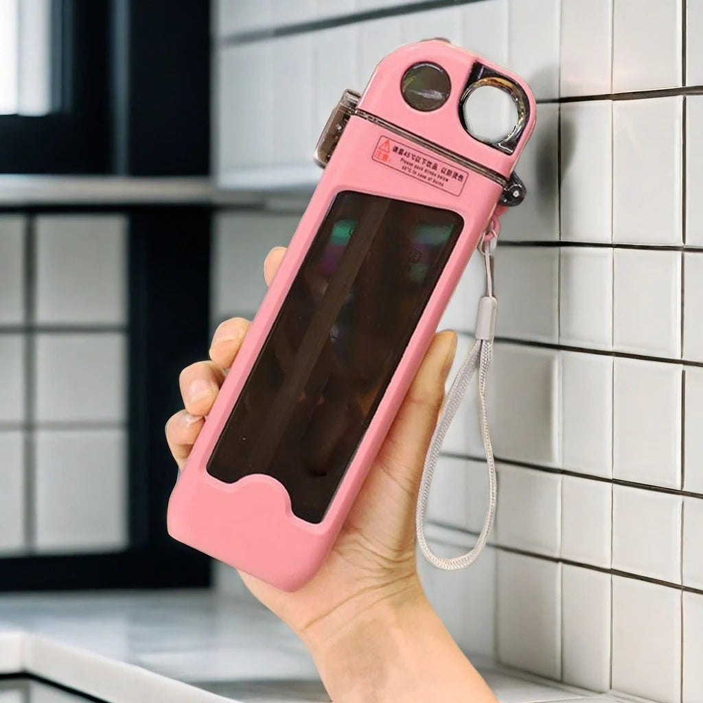 1pc 2025 new square black technology small water bottle, student specific flat water cup