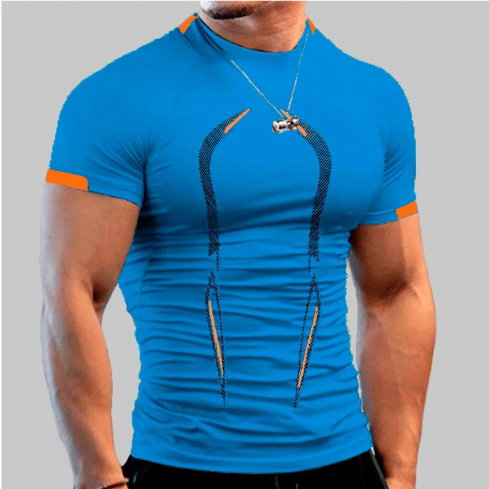 New Summer Sportswear Gym Breathable T Shirt Men Quick Drying Jogging T-Shirt Men Training Tees Fitness Tops Running T-shirt