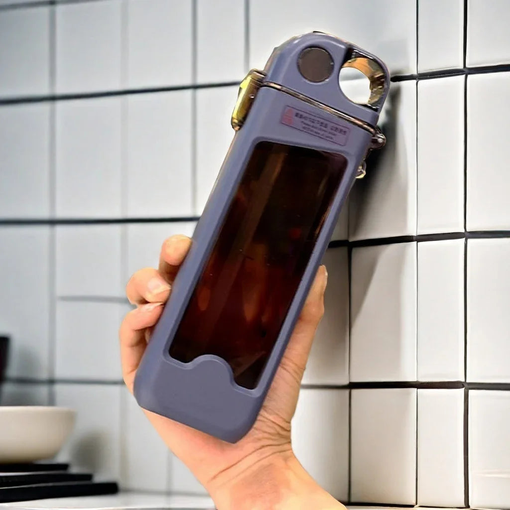 1pc 2025 new square black technology small water bottle, student specific flat water cup