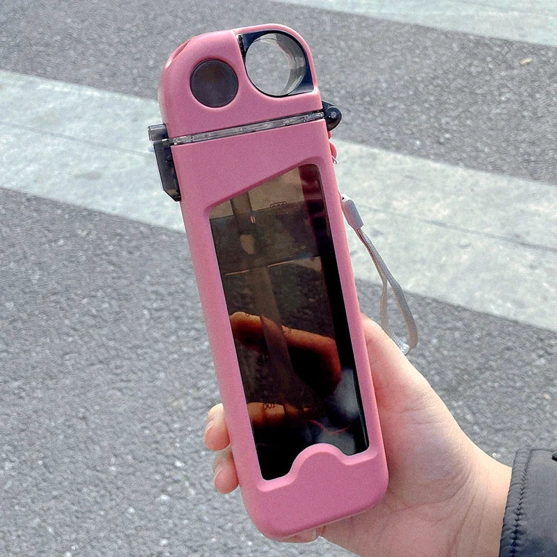 1pc 2025 new square black technology small water bottle, student specific flat water cup