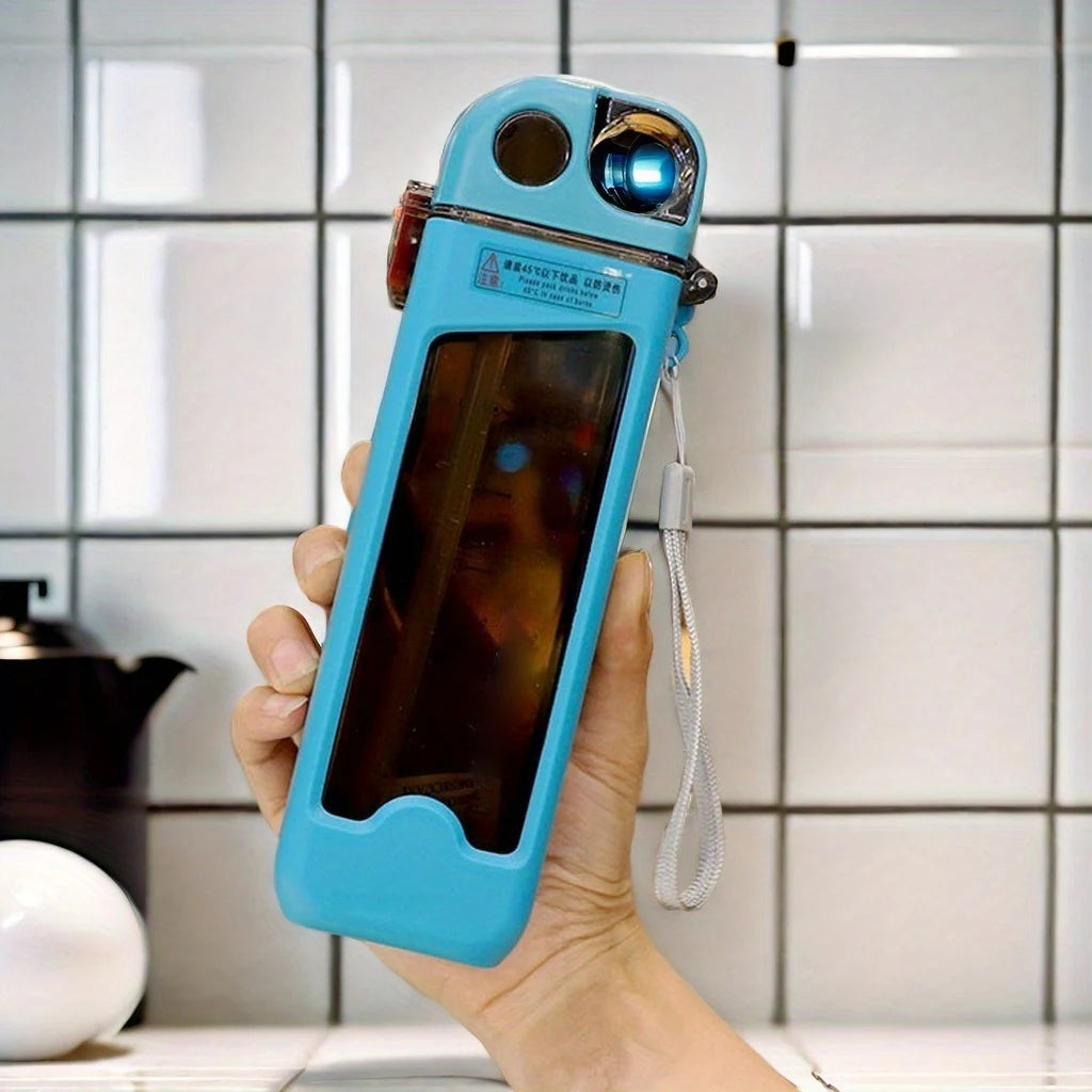 1pc 2025 new square black technology small water bottle, student specific flat water cup