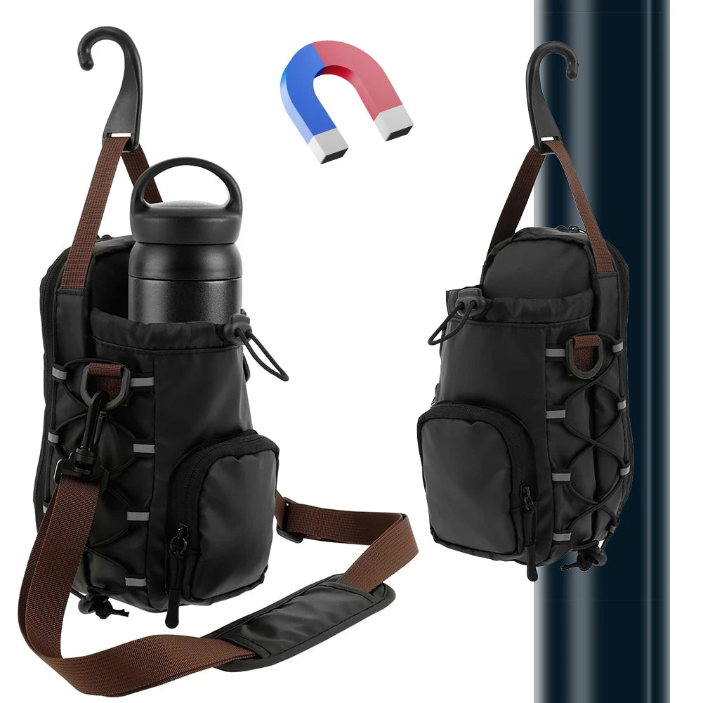 Magnetic Gym Sling Bag with Water Bottle Holder Gym Crossbody Bag Gym Bottle Carrier Bag for Travel Sports Work Fitness