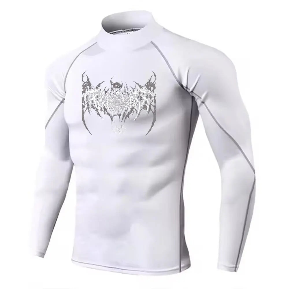 Y2K Men's Turtleneck Compression Shirt Quick Gym Fitness Dry Rash Guard Hight Neck Muscle Athletic Bodybuilding Shirts Summer
