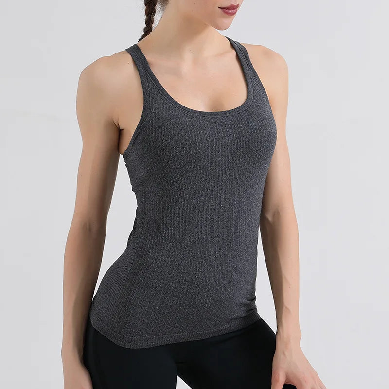 Yoga Vest Women Casual Dance Training Sports Underwear Bra With Chest Cushion Running Gym Corset Athletic Crop Top