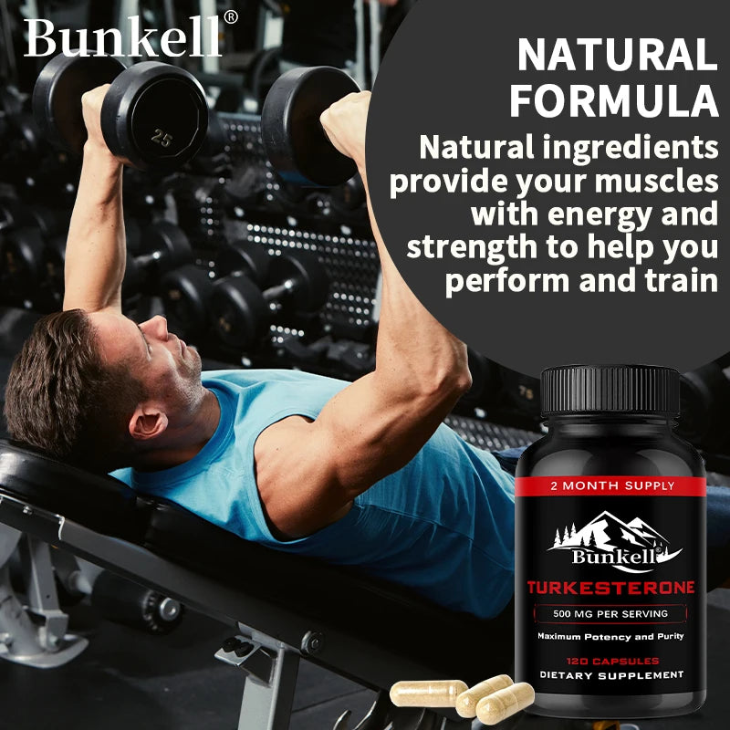 Tumourne Supplement 500 mg, Supports Strength and Muscle Growth, Energy, Performance, Muscle Mass, Muscle Function, 120 Capsules