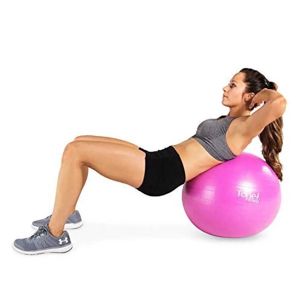 Anti-Burst Exercise Yoga Ball for Home Gym, Pilates & Pregnancy, 55cm Pink - for Women & Beginners