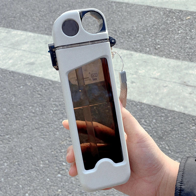 1pc 2025 new square black technology small water bottle, student specific flat water cup