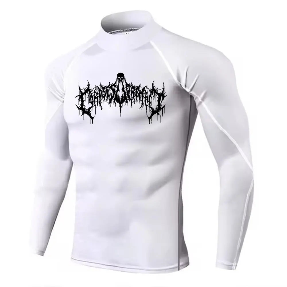 Y2K Men's Turtleneck Compression Shirt Quick Gym Fitness Dry Rash Guard Hight Neck Muscle Athletic Bodybuilding Shirts Summer
