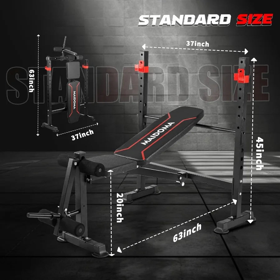 1500LB 8IN1 Adjustable Weight Bench with Lat Pulldown and Leg Extension Curl Foldable Design for Home Gym Includes Preacher Cur
