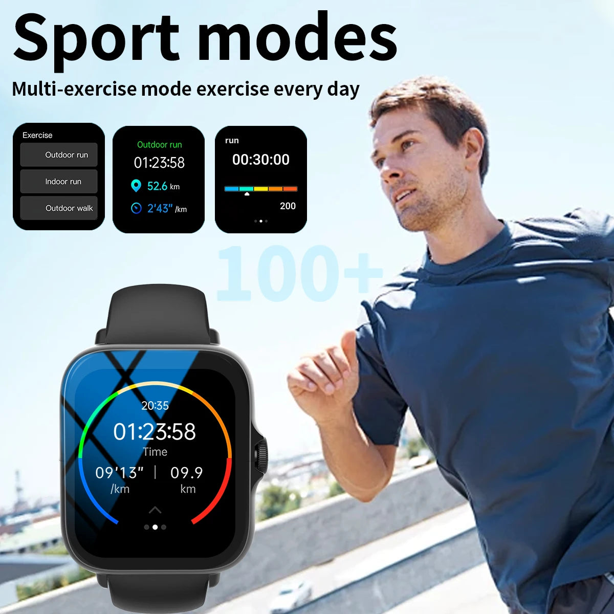 Smart watch, multi-sport mode, message reminder viewing, can answer and make calls, suitable for men and women, custom wallpaper