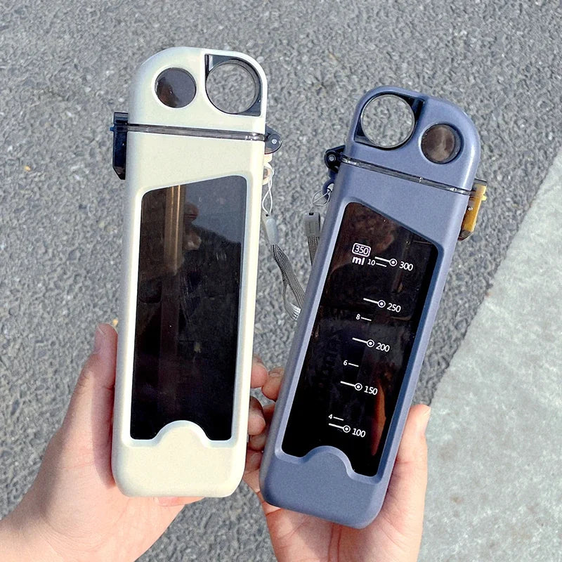 1pc 2025 new square black technology small water bottle, student specific flat water cup