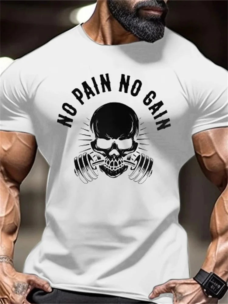New Men's Fitness T-Shirt Fierce Gym Sports Short-Sleeved Top Quick-Dry Round Neck T-Shirt Fitness Competition Training Clothes