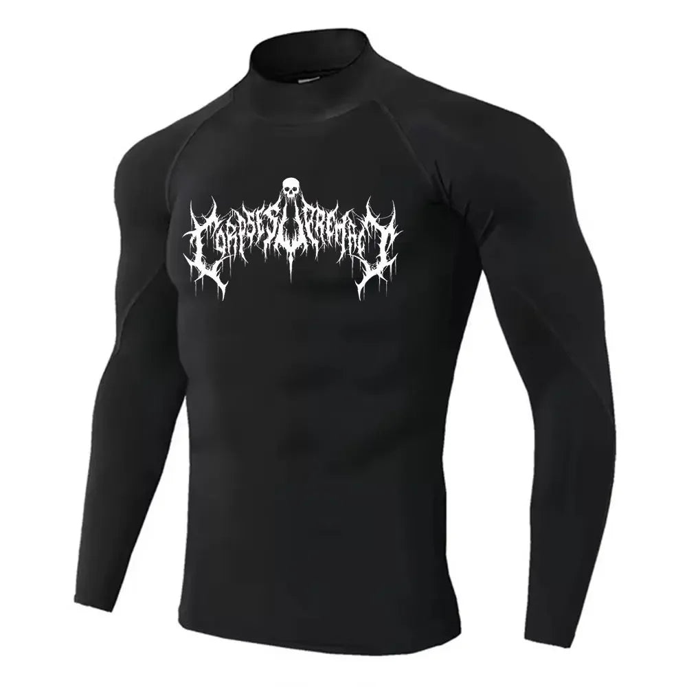 Y2K Men's Turtleneck Compression Shirt Quick Gym Fitness Dry Rash Guard Hight Neck Muscle Athletic Bodybuilding Shirts Summer