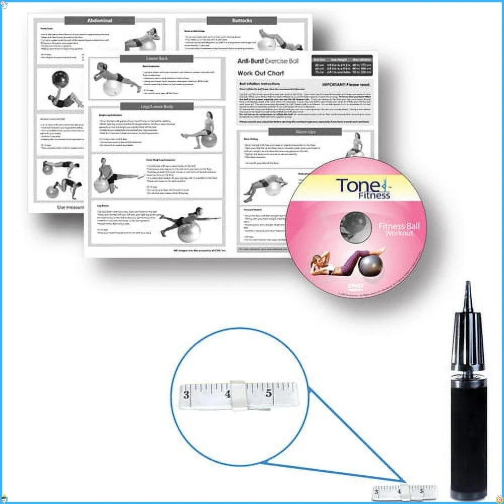 Explosion-Proof Stability Ball 65cm, Blue Fitness Yoga Ball for Home Gym, Pilates & Core Training